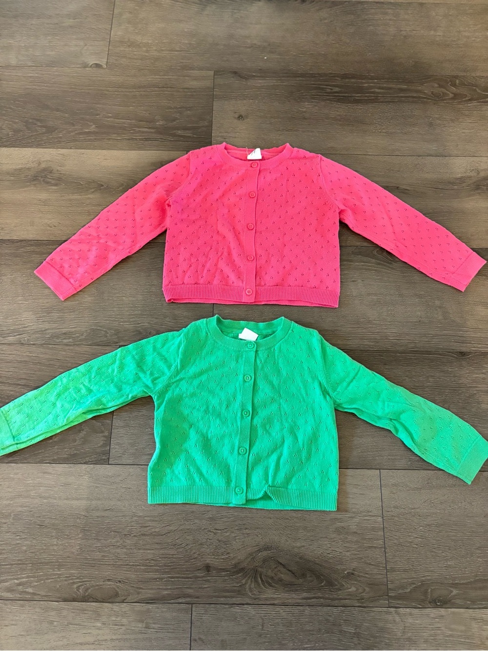 GAP Pink and Green Knit Button Cardigans